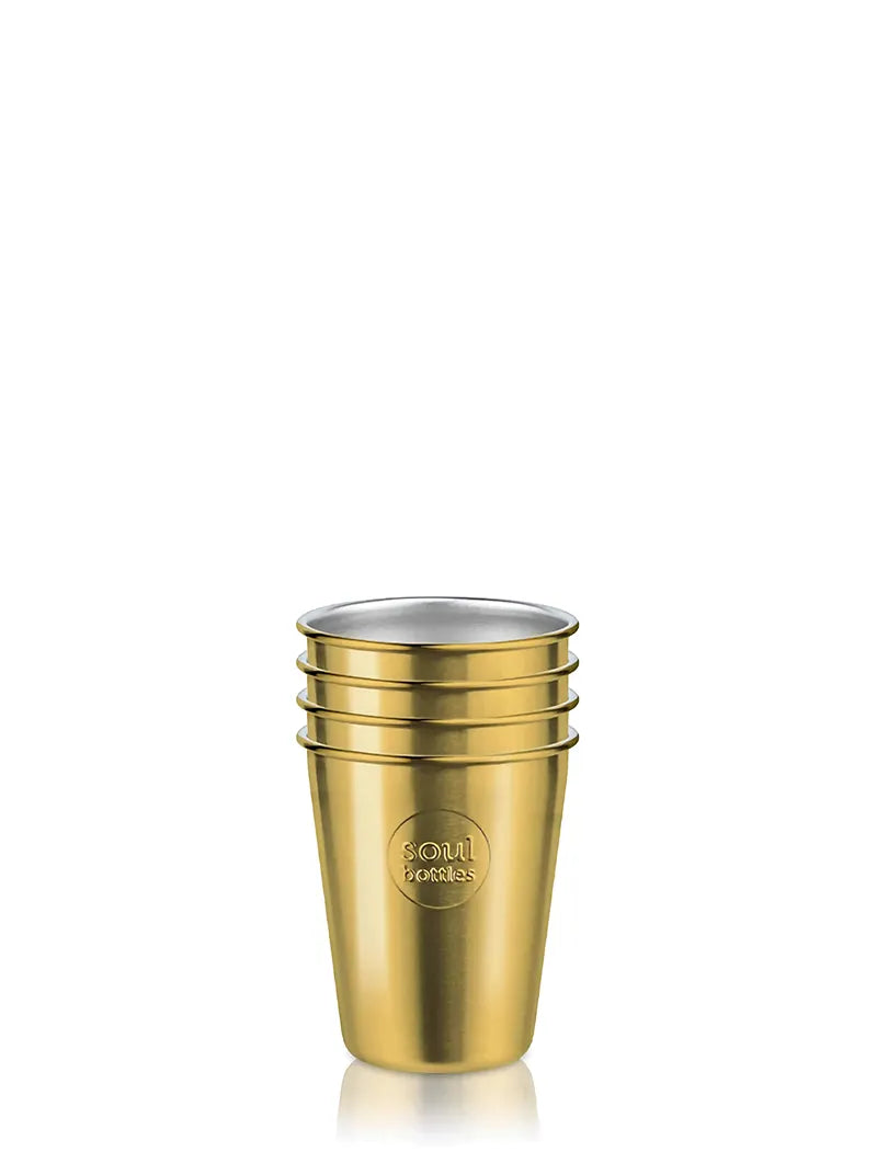 soulcup • 4er Pack Trinkbecher aus Edelstahl 300ml gold
