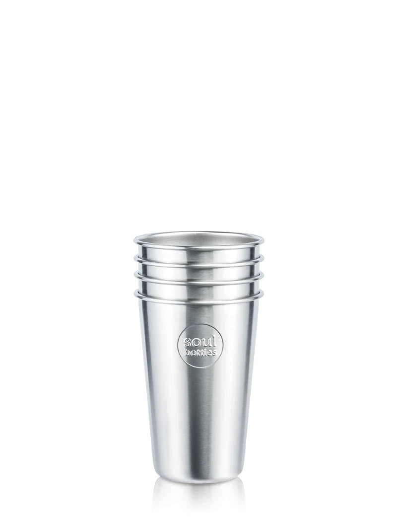 soulcup • 4er Pack Trinkbecher aus Edelstahl 400ml plain